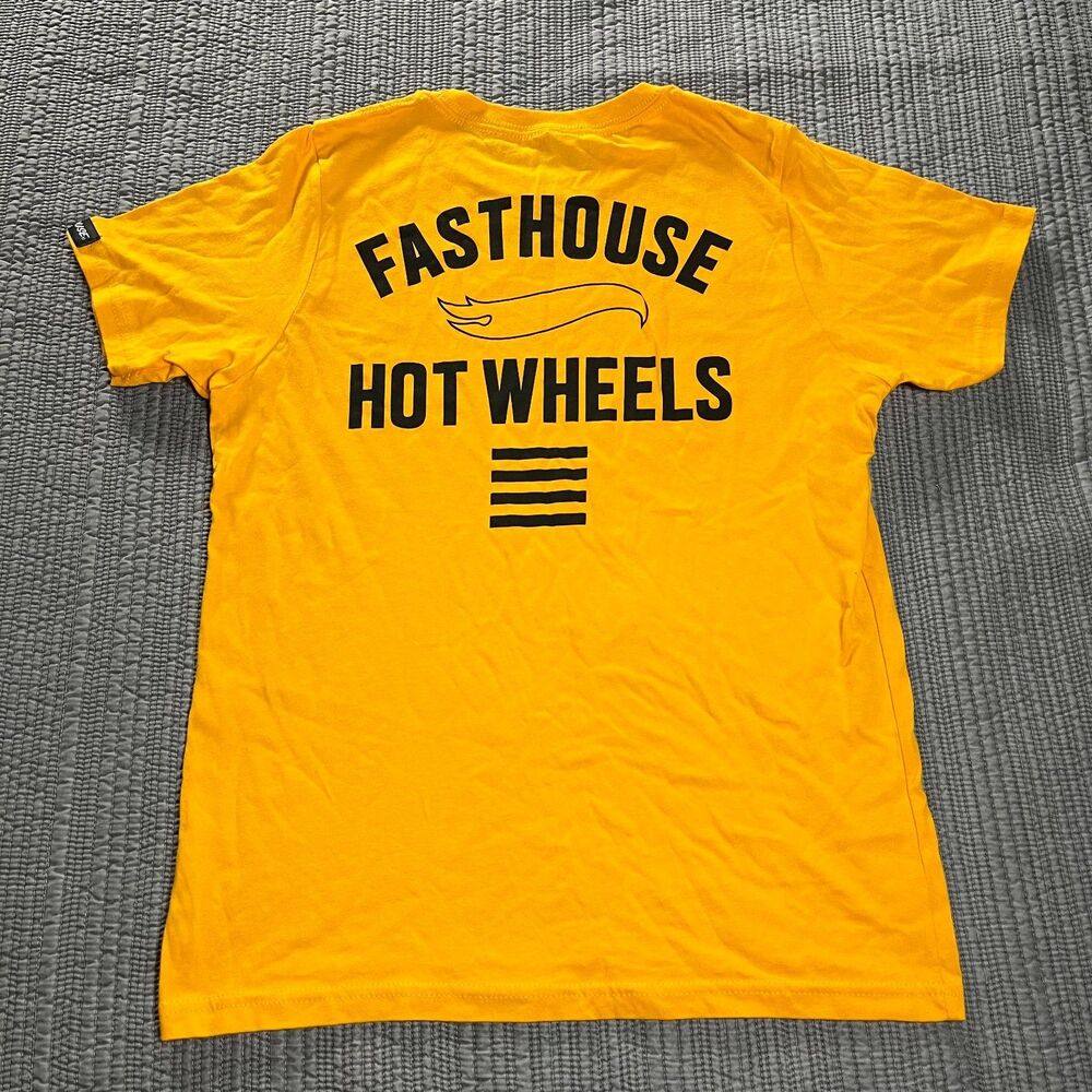 Fasthouse x Hot Wheels Major T-Shirt Yellow Youth Large Graphic Tee Boys